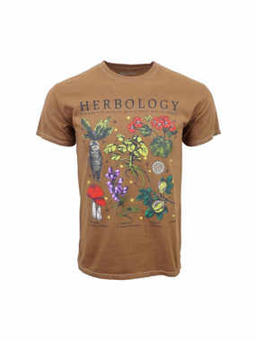 Harry Potter Herbology Botanical Graphic Tee Size L Brown Soft Short Sleeve
